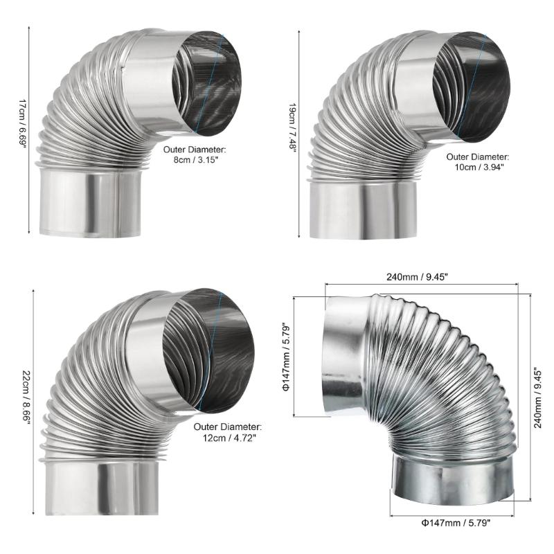 Oxidation security Metal Coated Steel Duct Pipe Elbow 90 Degree Bend For Effective exhaust Removal System
