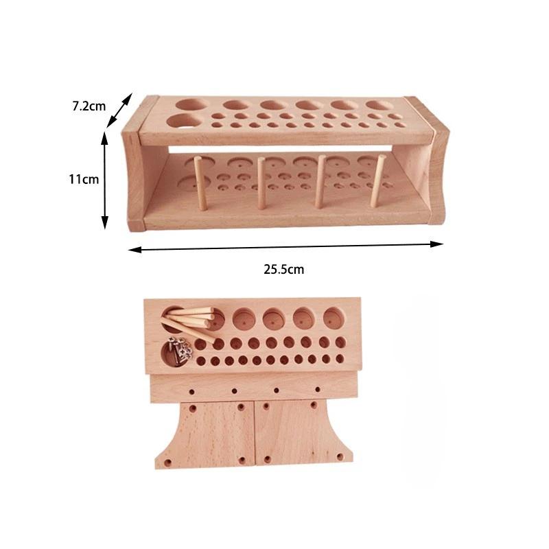 46/98 Holes Pine Wooden Leather Craft Rack Stand DIY Carving Punching Tools Holder Organizer Storing Leather Tool Storage Box