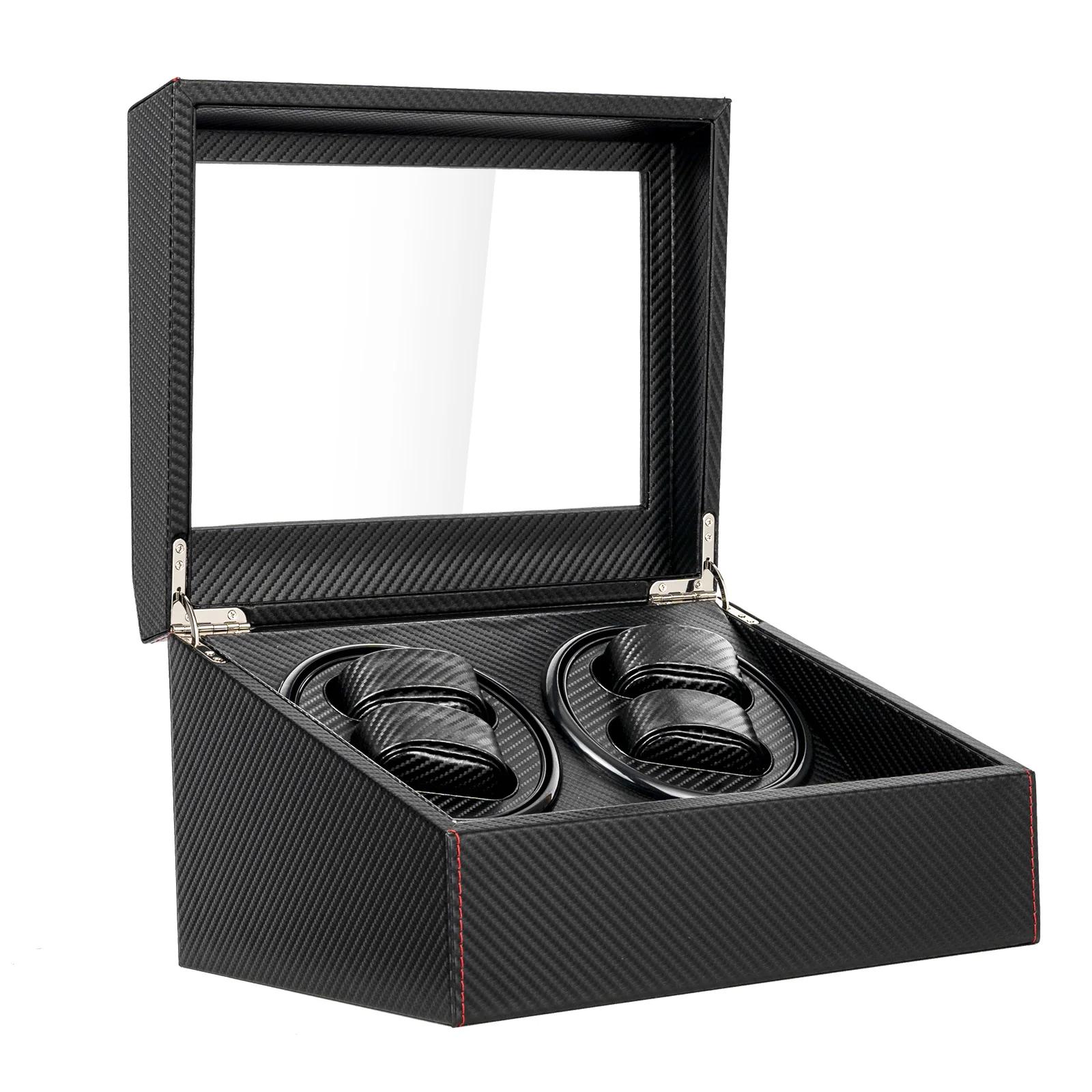 

Automatic Watch Winder Display Box for 4-6 Watches, PU Leather Storage and Display Case, Ultra-Quiet, Suitable for Women and Men чорний