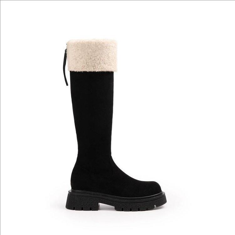 

Lamb wool boots women s snow boots children s winter new small height increase warm velvet high knight boots 40 чорний