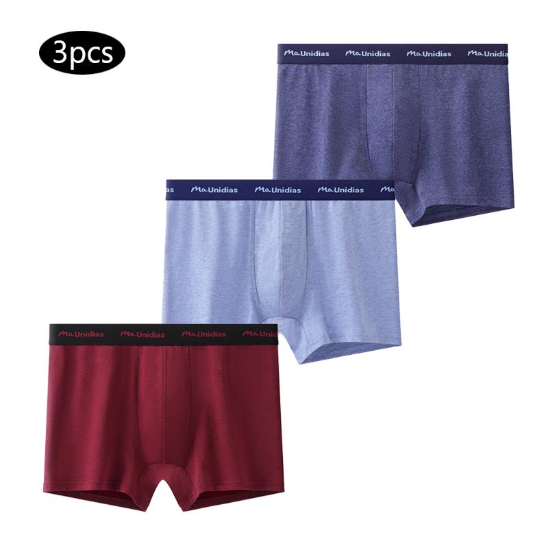 3 Stück/Packung Einfarbige Herren-Boxershorts Baumwolle Buchstabe Elastisches Band Herren-Slips