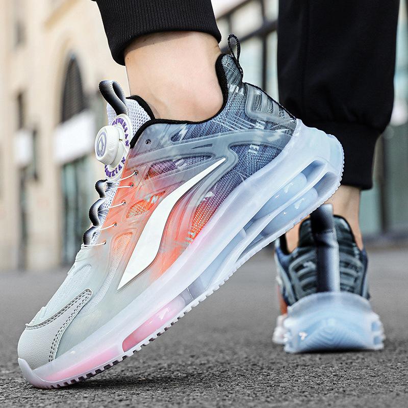 Size 30-45 Children's Shoes Rotating Button Sneakers Men's and Women's Casual Parent-child Air Cushion Soft-soled Dad Shoes 12-18 Years Old