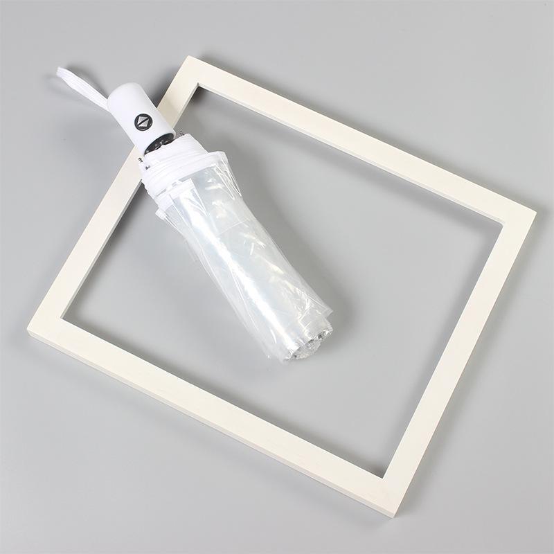 Japanese-Style Transparent Automatic Foldable Umbrella - Large, White, and Perfect for Influencer Photos