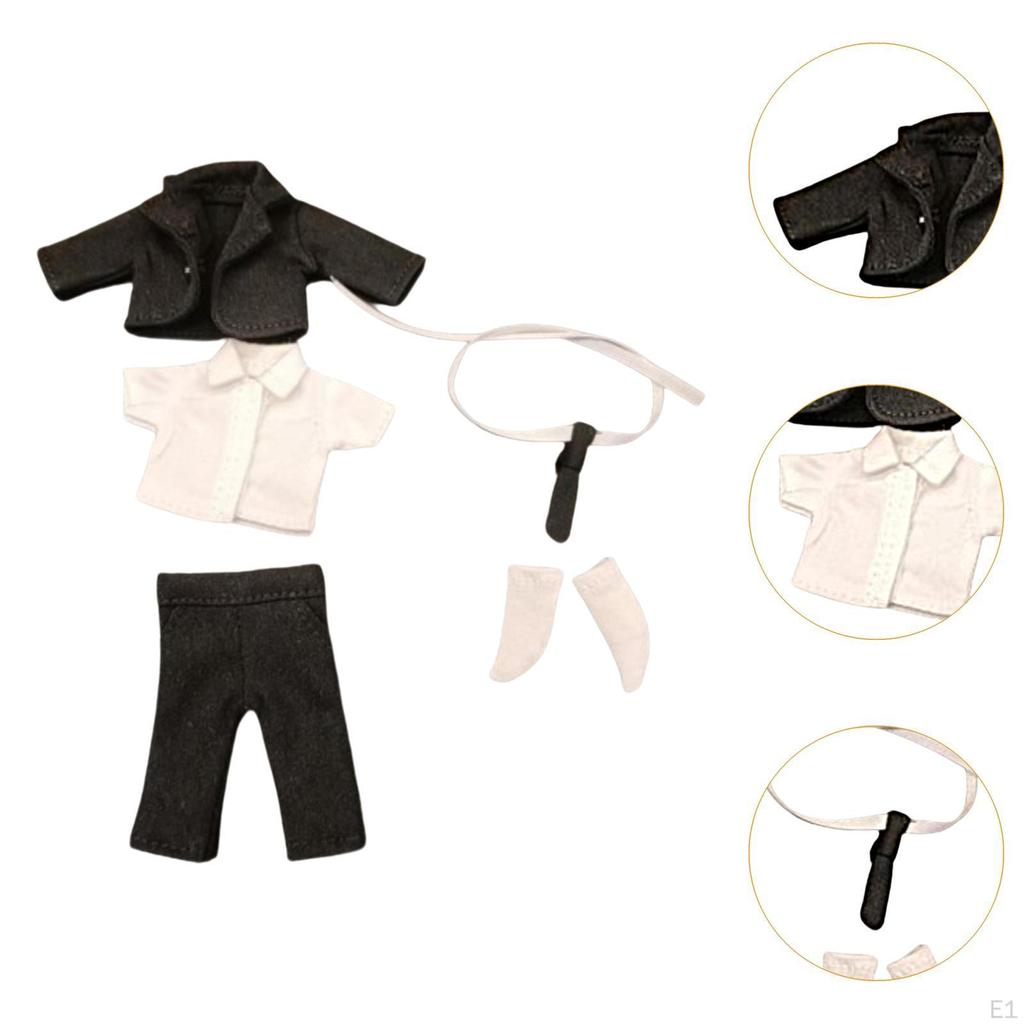 1/12 Doll Clothes, Handmade Full Suit, Costume with Jacket Pants for 6in Model Year Gifts