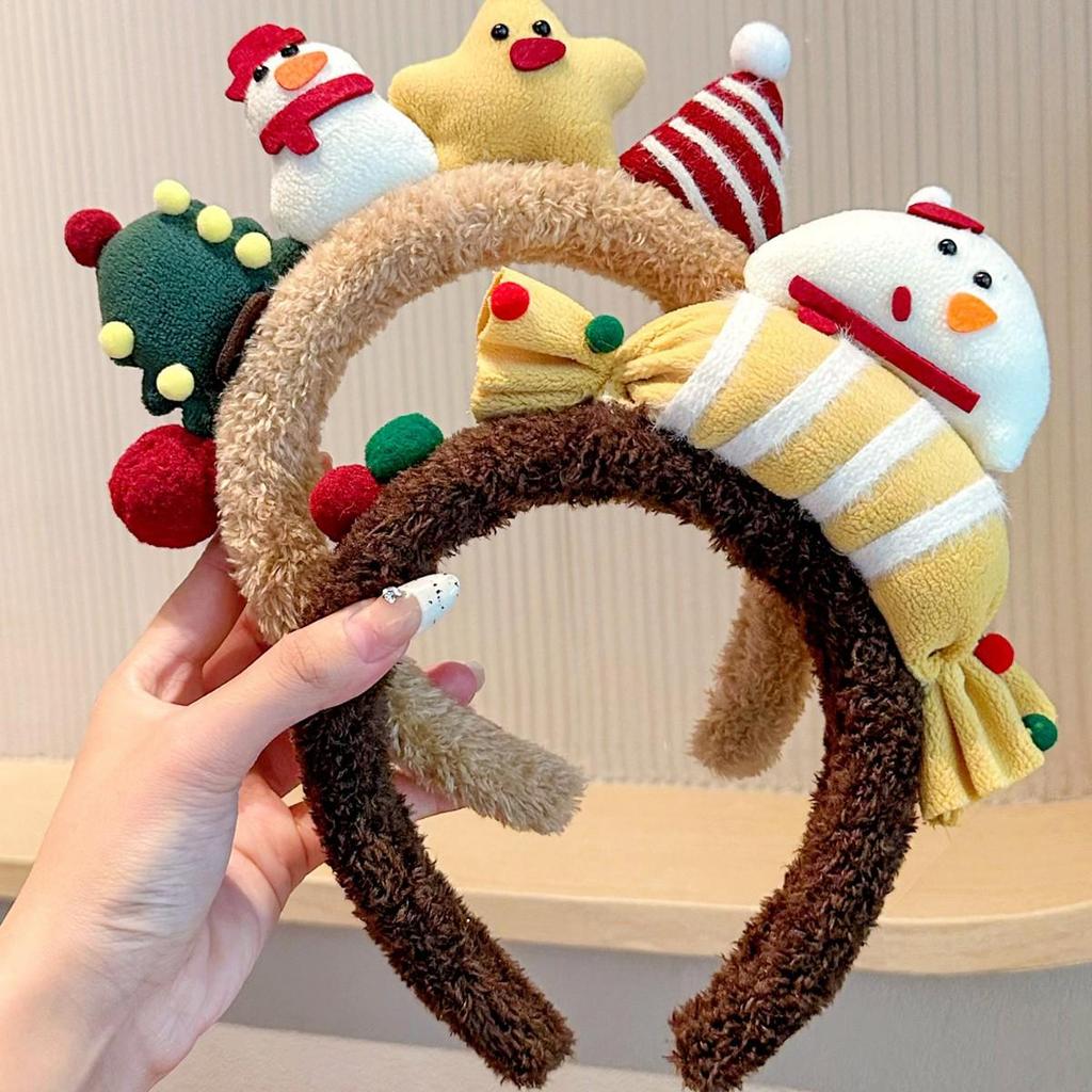 2025 New Style Girls' Christmas Reindeer Plush Headband - Cartoon Hair Accessory for Little Girls