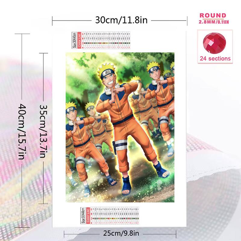 Naruto anime Naruto Pattern 3pcs 100% Round Full Drill 5D DIY Diamond Painting Embroidery Cross Stitch Rhinestone Décor