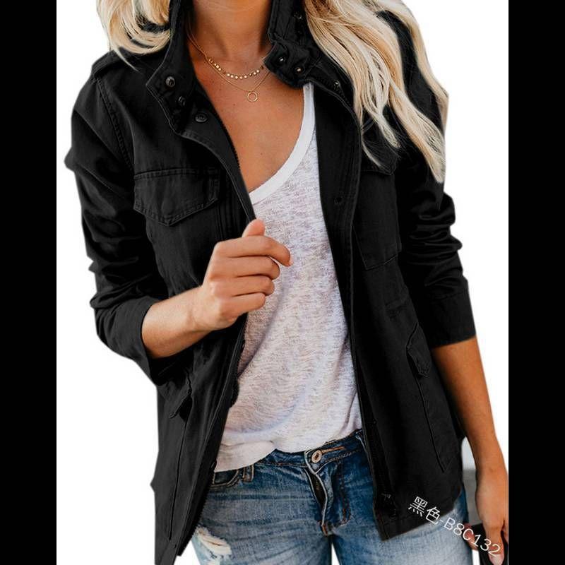 

2023 Loose Zipper Jacket Women s Coat Jacket Women s Clothing Outwear Black S