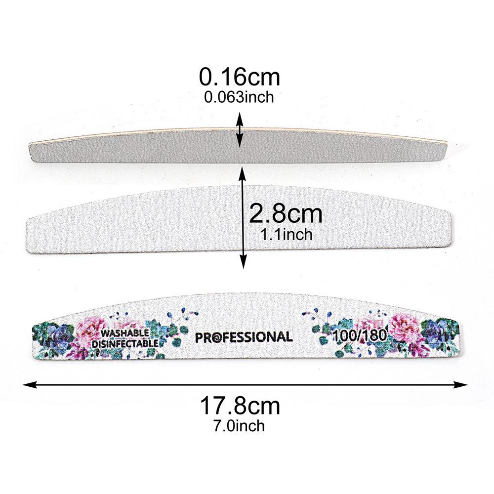 Available: Gray Professional Wood Nail File with Rose Design - Thin, Washable, for Shaping and Polishing Nails