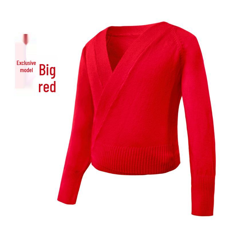 Women's Long-Sleeve Knit Dance Sweater - Black Lace-Up Shawl for Ballet Practice