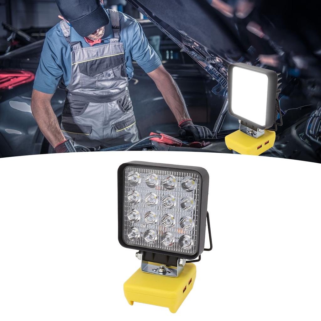 20W Handheld Work Light, 16 LED Beads, Rotating Head, Hiking with 2 USB Ports, for batteries:  200  201  203  204  206 etc. (ships without b