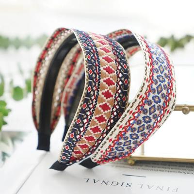 Stickerei Ethnische Retro Bohemian Geflochtene Haarband Frauen Mädchen Haar Kopf Bands Stirnband Korea Haar Scrunchy Antislip Kopfschmuck