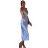 2025 Summer Women's Elegant Retro Backless Pleated Satin Dress – European & American Style