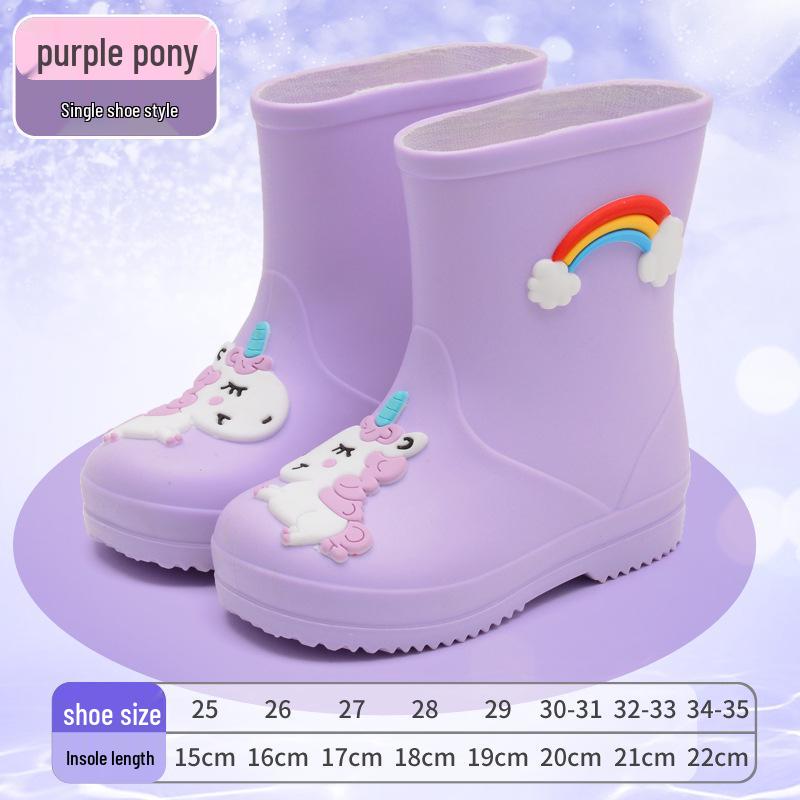 Cartoon Kids' Waterproof Non-Slip Rubber Rain Boots for Toddlers & Children