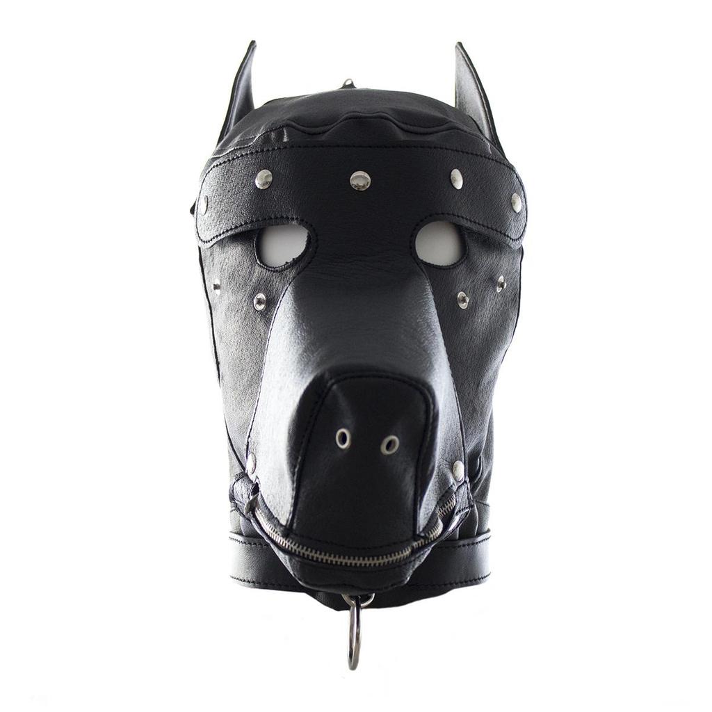 VaHppy SM BDSM Erotické hračky Psí návleky na hrdiny Hraní rolí Big Black Dog Slave Odnímatelné návleky na oči a ústa