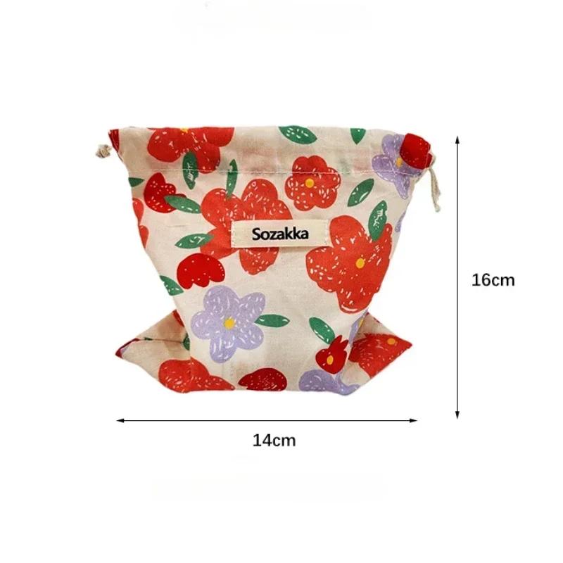 Sacchetti in Tessuto di Cotone Floreali Piccoli con Coulisse Organizer per Rossetto Articoli da Toeletta Trucco Sacchetti Portamonete Borsetta Chiavi Auricolari Sacca di Stoccaggio