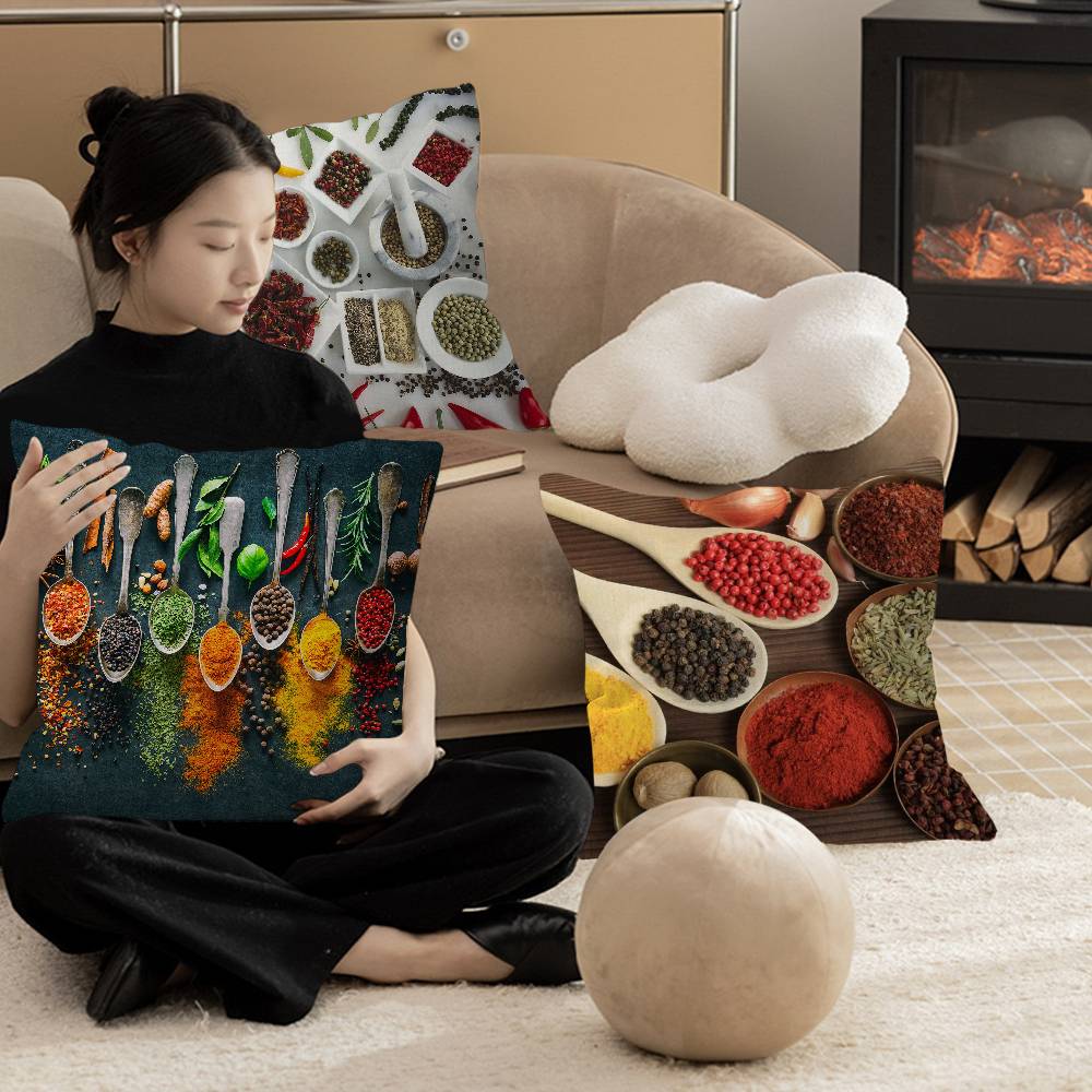 Grains Spices Peppers Cushion Cover Polyester Sofa Cushions Decorative Throw Pillows Home Decoration Pillowcover