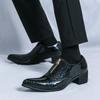 Patent Leather Men Shoes Man Loafers Zip Slip On Business Casual Shoes Classic High Heels Dress Oxford Shoes Male Flats