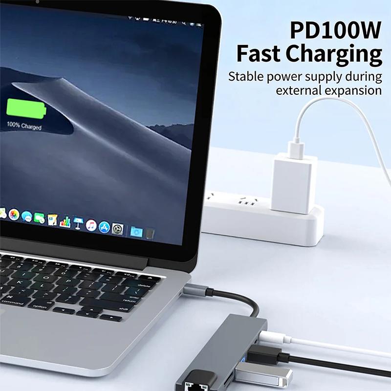 Usb-C Hub 8In1 Type C Adapter Multiport Usb3.0 Pd Charging Port Tf Sd Card Reader Mobile Phone Tablet Converter
