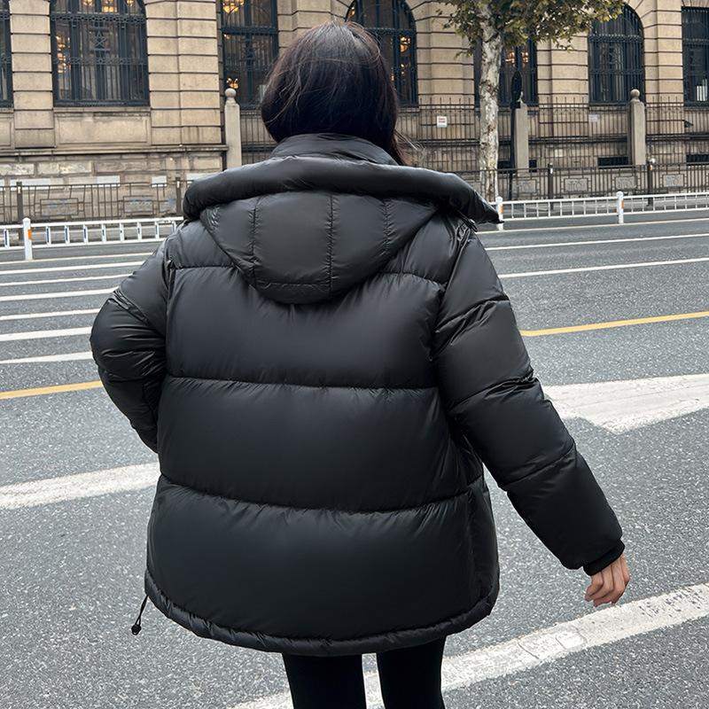 Plus Size Women's Short Hit Color Temperament Casual Cotton Jacket Hooded Jacket