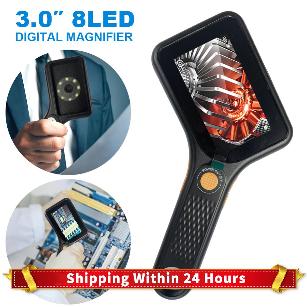 500X Magnification Digital Microscope with LED Portable Handheld Microscope HD Electronic Coin Magnifier for Home Office