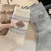 Dame Printemps et Automne Dessin Animé Mignon Animal Douce Idée Fil Bord Ourlet Vent Collège Chaussettes Tube Empilables
