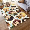Cute Anime Chibi Characters Pattern Rug Non-slip Rug Suitable for Living Room and Bedroom Sofas.
