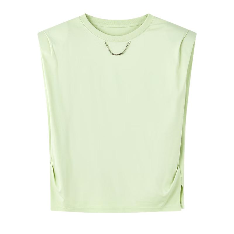 Autumn Water Lady Women s Fashion Sleeveless Cotton T-Shirt with Metal Detail M