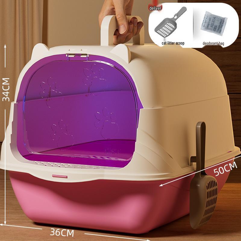 

Дуже великий закритий котячий туалет з дезодорантом та захистом від розбризкування Includes Cat Litter Scoop