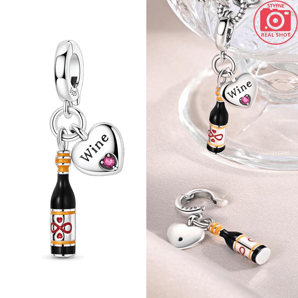 

Original Copper Red Wine Bottle Pendant Series Champagne Pendant Heart Shape Beads Fit Bracelet Jewelry Making Fine Gift Diy