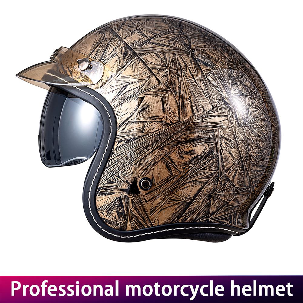 Winter Motorcycle Helmet Three-Quarter with Visor for Pedal Motorcycles Protective Headgear for Bikers