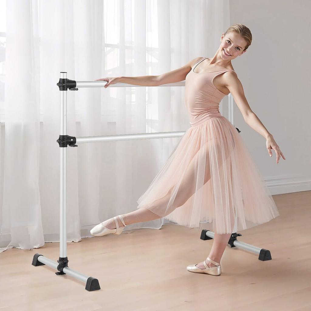 Ballet Barre, Aluminum Double Barre Bar for Home, Freestanding Portable Ballet Stretching Dance Bars, Height Adjustable Anti-Wobble Fitness Studio