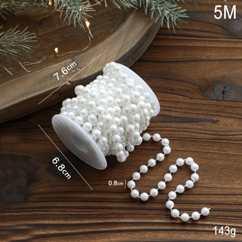 5/10M Christmas Pearl Bead Chain Xmas Tree Ornaments DIY Christmas Decor Hanging Pendant Christmas Scene Decor Props
