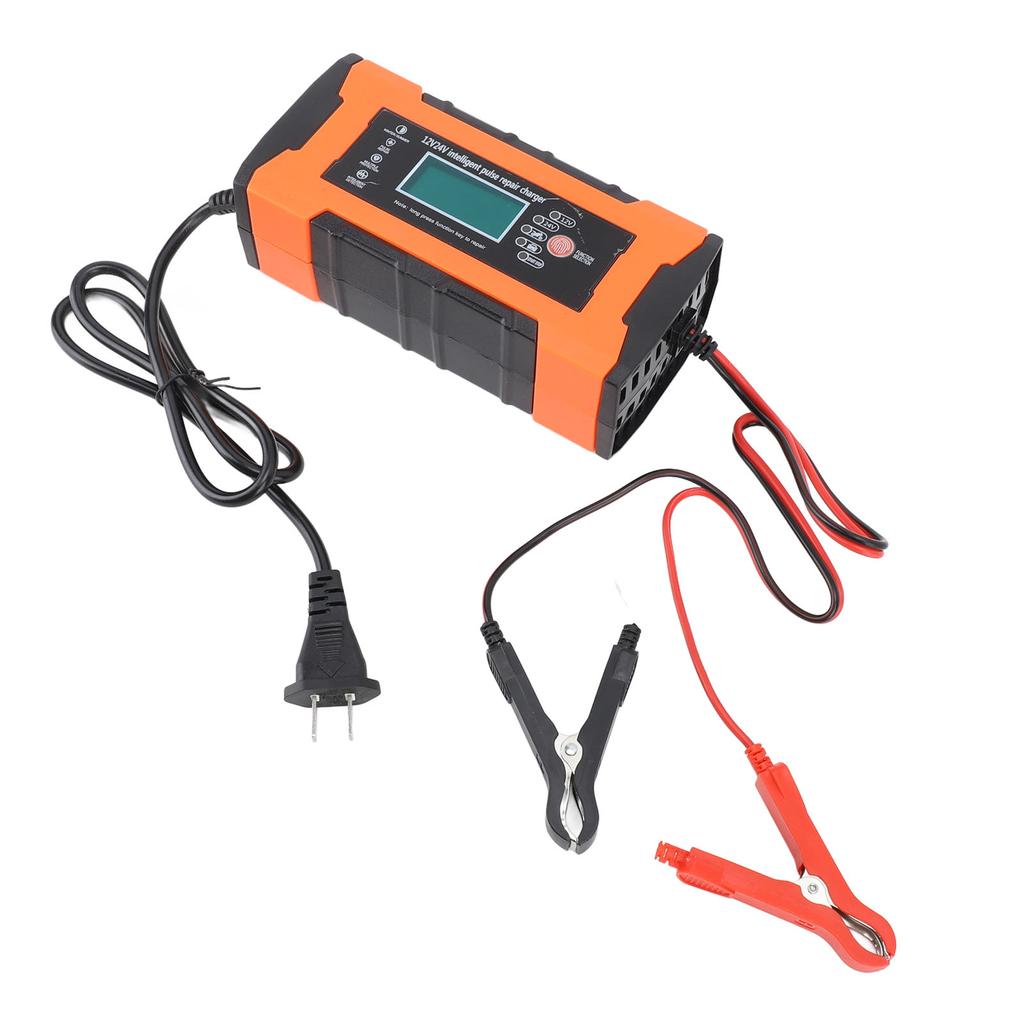 12V 24V Intelligent Pulse Repair Charger with LCD Display Car VRLA Battery Charger for Lawn Mower Motorcycle