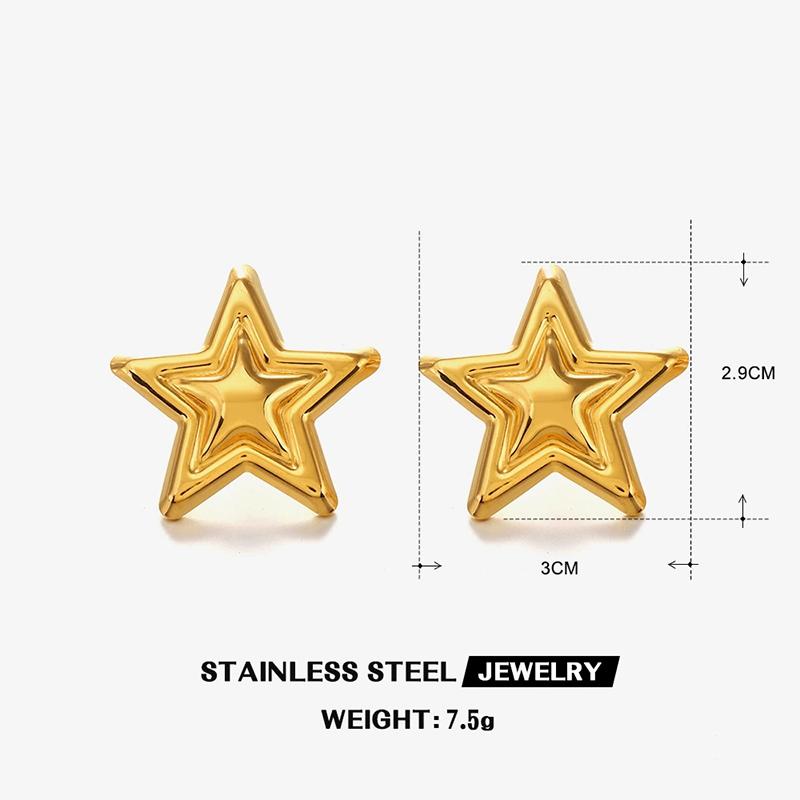 Stainless Steel Delicate Star Shaped Stud Earrings for Women Geometric Metal Smooth Earrings High Quality Waterproof Jewelry