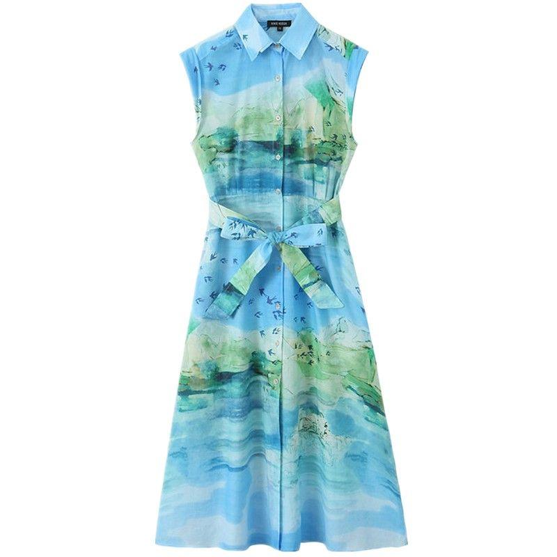 

Fashion Style 2024 Summer New Arrival Women s Clothing Temperament Wild Printed Shirt Style Dress Long Dress 2183014 Picture color L