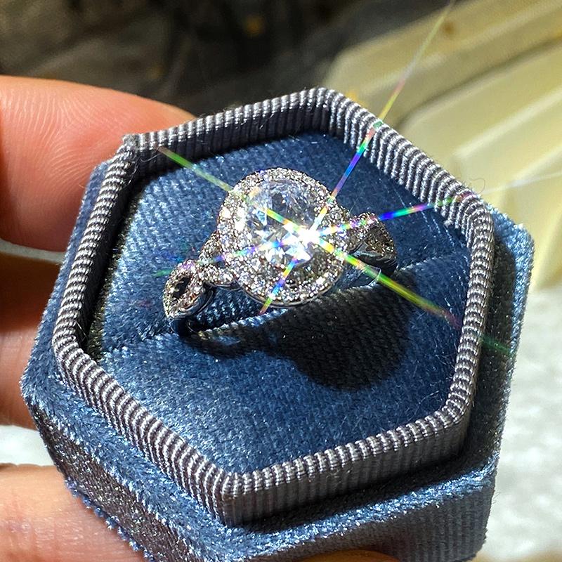 Yeni Şık Oval Zirkon Kesim Kadın Düğün Yüzükleri Kristal Burgu Tasarımı Bant Zarif Gelin Aksesuarları Moda Takı