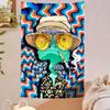 Psychedelischer Frosch mit Sonnenbrille – Wandteppich für gemütliche Schlafzimmeratmosphäre, lebendigen Wohnstil und farbenfrohe Verschönerung