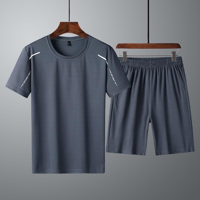 Men's Quick-Dry Ice Silk Round Neck Running Suit: 3-Piece Summer 2024 Bestseller