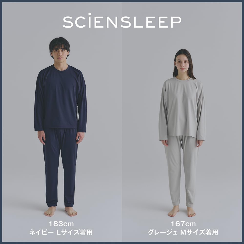 Science Leap Wearable Medical Device x Fatigue Recovery Pajamas Long Size S [SCiENSLEEP] Set, Sleeve, Unisex, Navy,