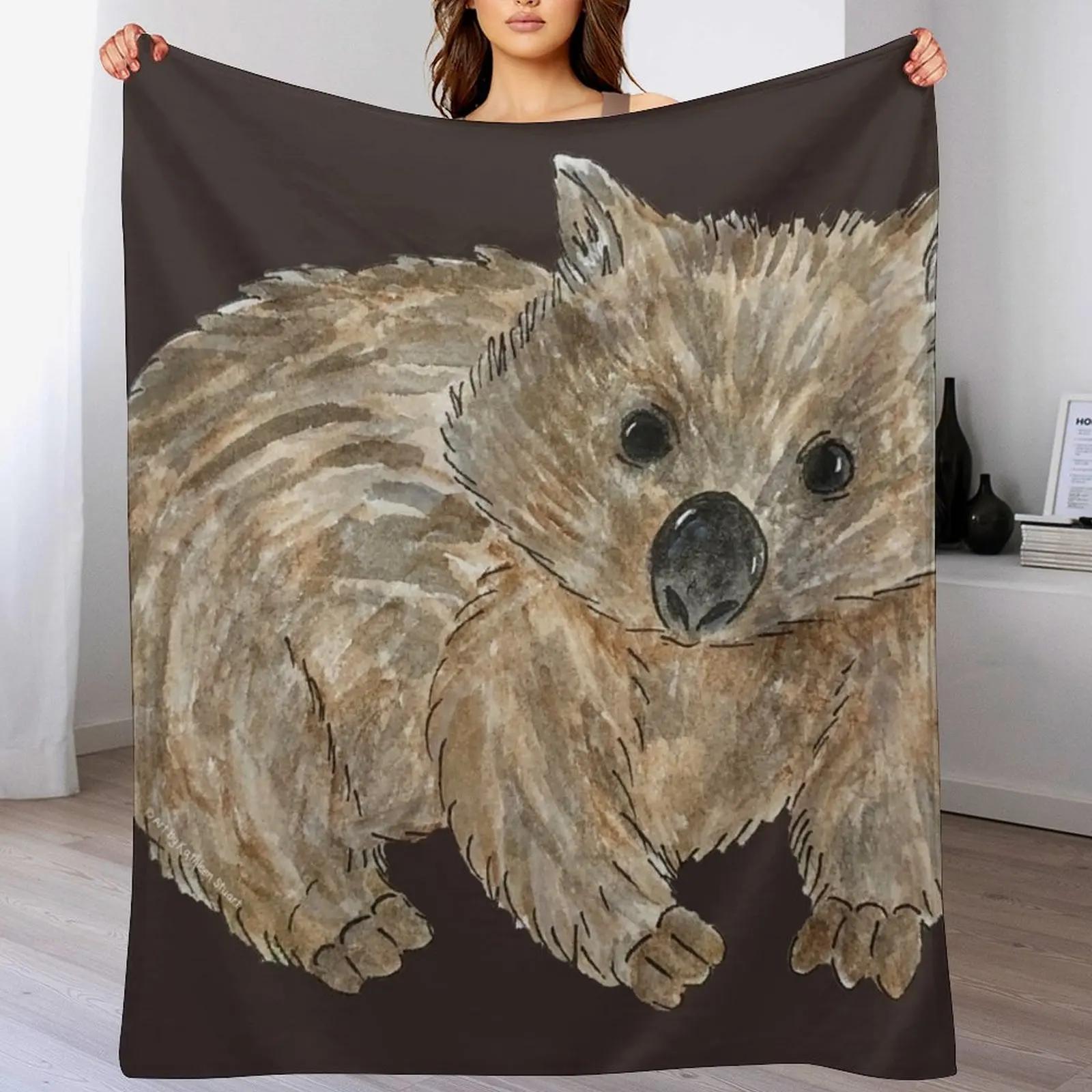 Wombat Australian Animal painting Throw Blanket Soft Plush Blanket as Housewarming Gift 102x76cm(40x30in)