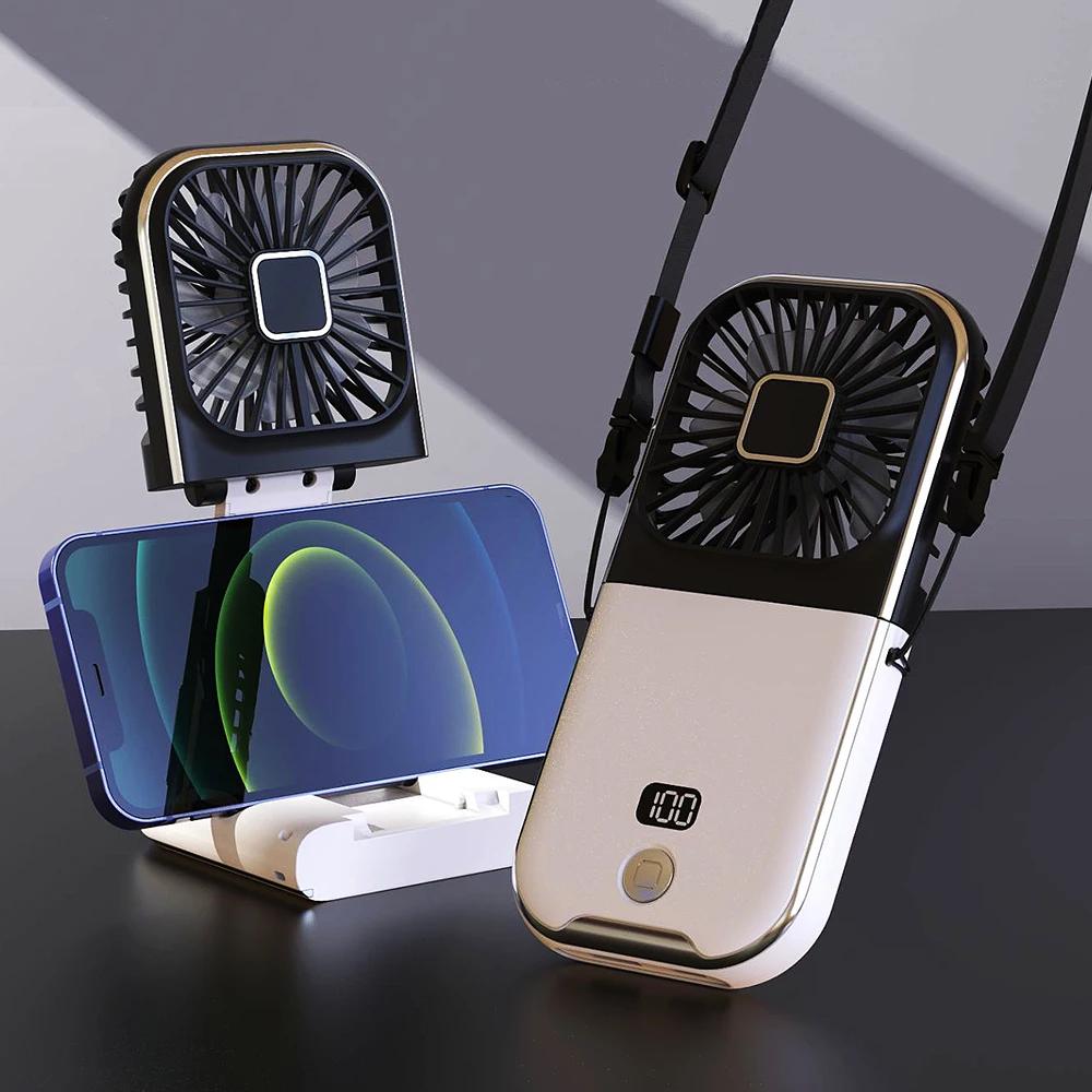 Foldable Hanging Neck Fan Cooling Desktop Refrigeration Handheld USB Mini Fan Camping Mute Ventilador Air Cooler for Sports Fan