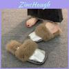Pack Head Winter Fur Slippers For Women With Nonslip Pu Sole Comfortable Indoor Outdoor Shoes