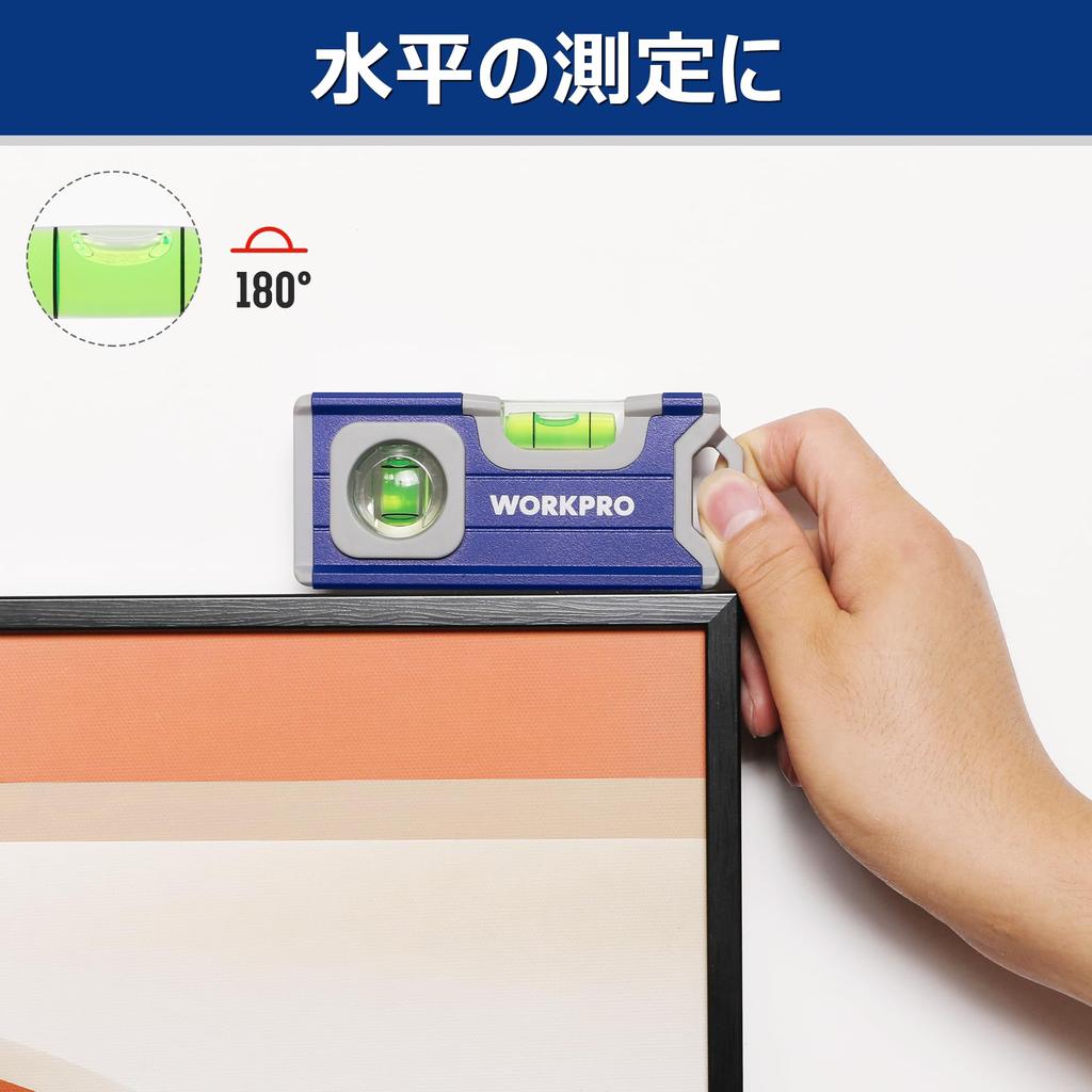 WORKPRO Level Magnet Level Mini Level Outlet Slant Trusco Record Level Bubble Level with Horizontal and Vertical Vial 115mm Aluminum Alloy Extrusion