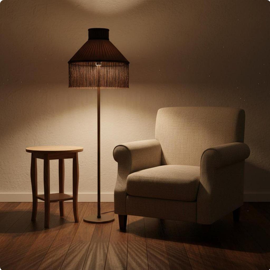 Textile Lampshade with Tassels Replacement Vintage Style Lamp Cover for Bedroom, Living