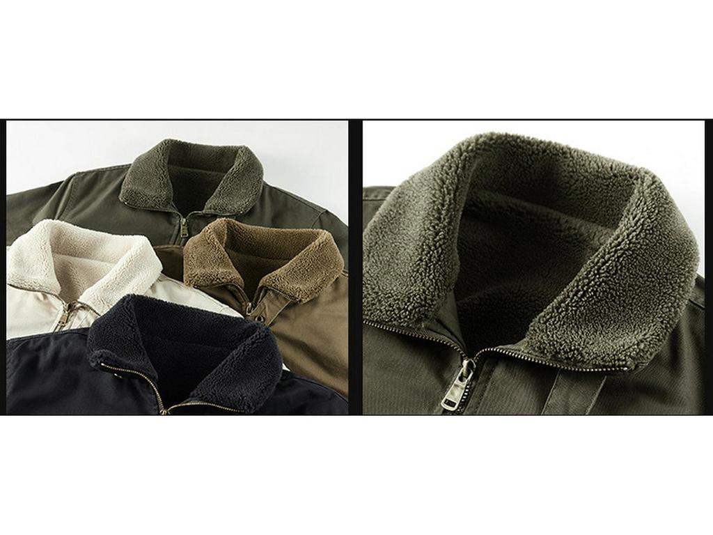 Men's Winter Plus Velvet Pilot Jacket Coat - Thickened Large Size Workwear Lapel Cotton Jacket