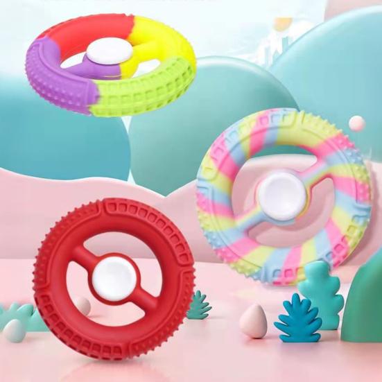 Silicone Fidget Spinner Hand Grip Strengthener Stress Relief Textured Spinning Sensory Toy Arthritis Hand Therapy Rehabilitation Workout Equipment
