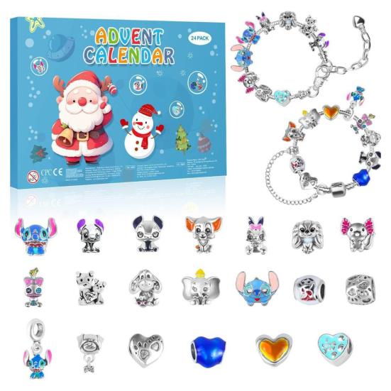 2025 Christmas Advent Calendar Bracelet Set 24 Day Countdown Jewelry Box with Santa Reindeer Tree Charms Surprise Xmas Gift