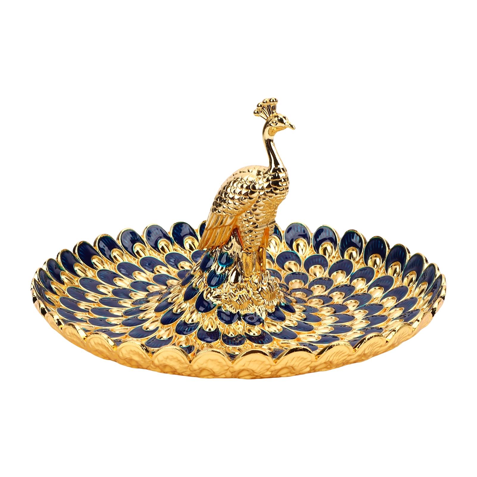 

Круглый сервировочный поднос Форма павлина Металлическая тарелка для закусок Фруктов Десертов Хранения Домашний буфет Отель Барный стол Декор