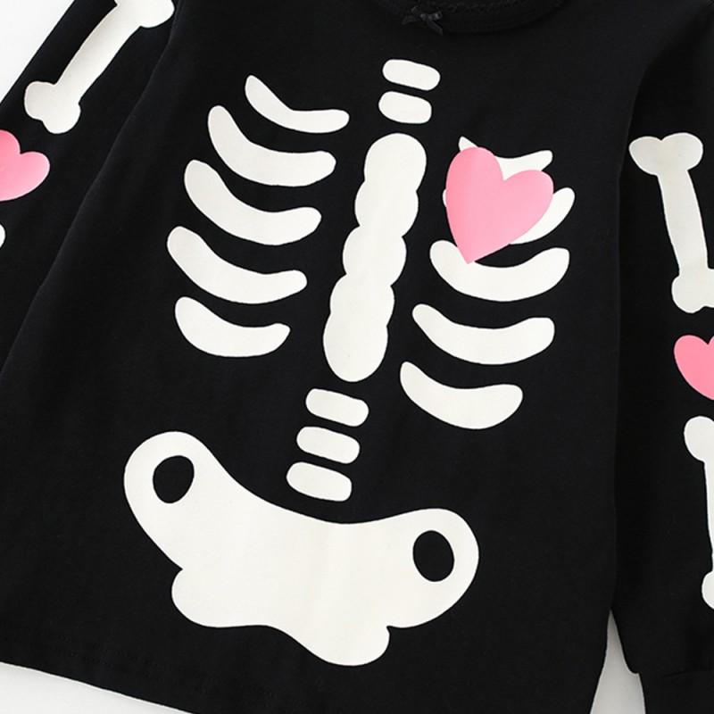 2025 Halloween Kids 2-Piece Pajamas Set Glow In Dark Cotton Blend Loungewear Toddler Boys Girls 3-8Y
