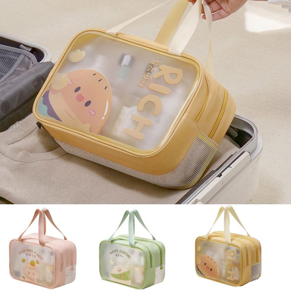 Waterproof Travel Makeup Case Large Capacity Wash Bag Simple Cartoon PVC Cosmetic Bag  Bathroom